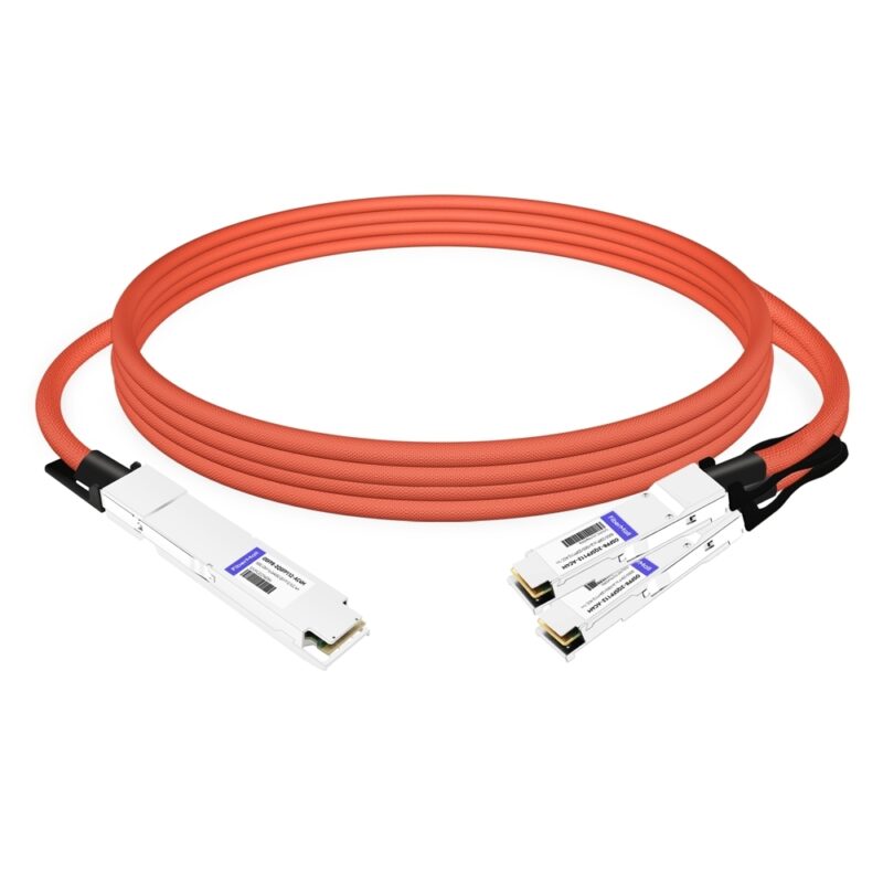 NVIDIA MCA7J65-N004 Compatible 4m (13ft) 800G Twin-port OSFP to 2x400G QSFP112 InfiniBand NDR Breakout Active Copper Cable